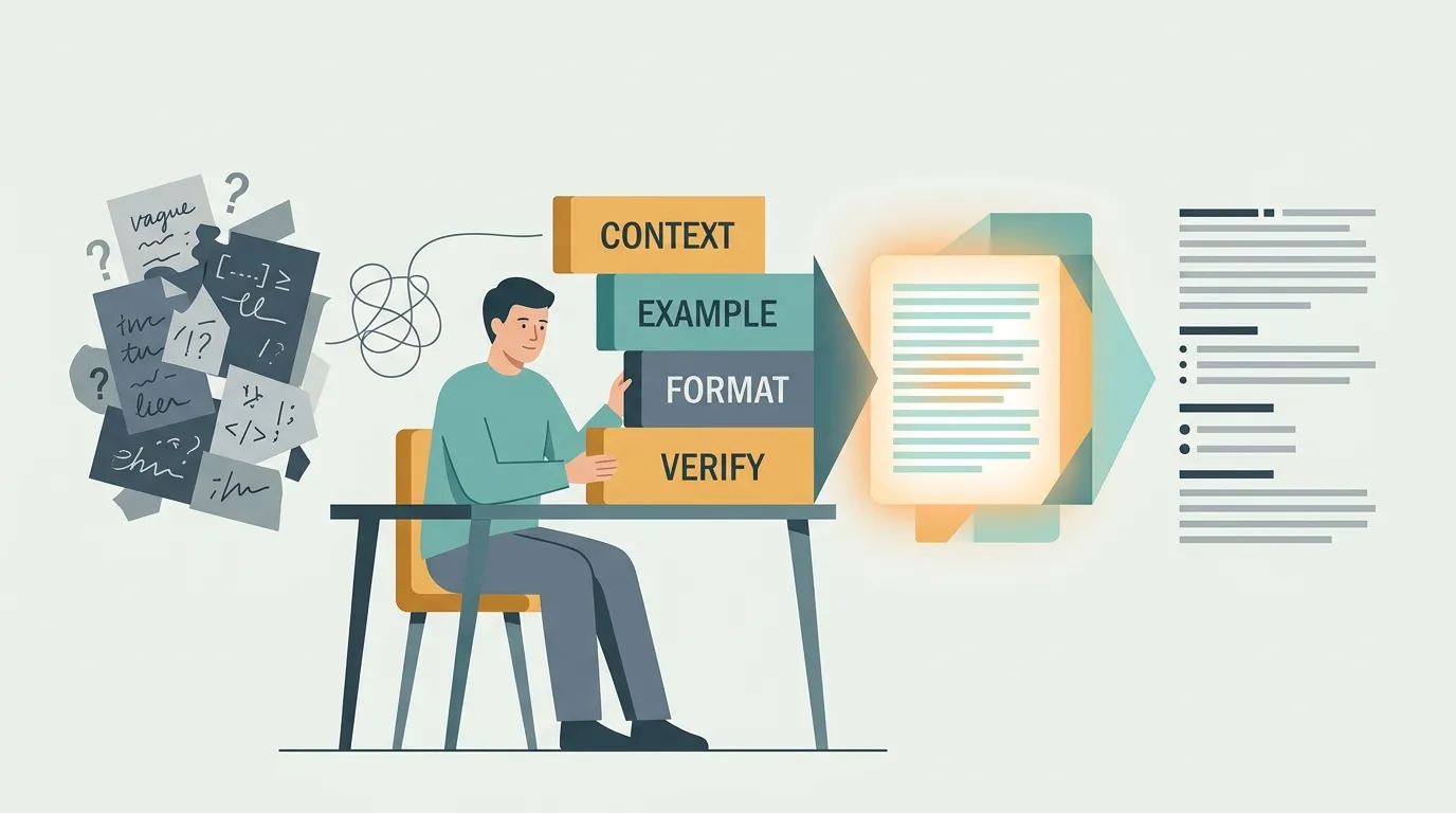 Opening image showing a prompt as a clear, structured instruction rather than a matter of luck.