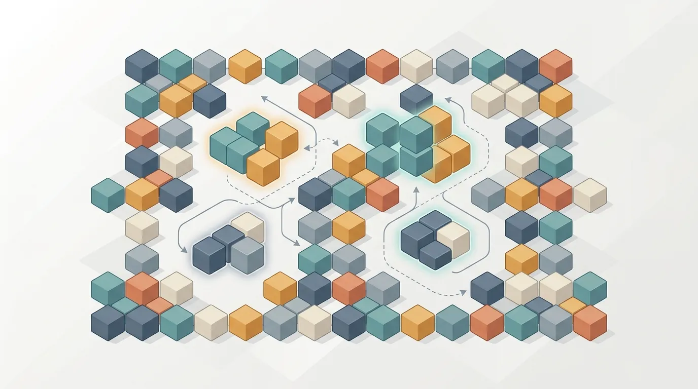 Opening image representing well-organized Vue code: small, neatly connected, predictable components without a generic code-screen cliché.
