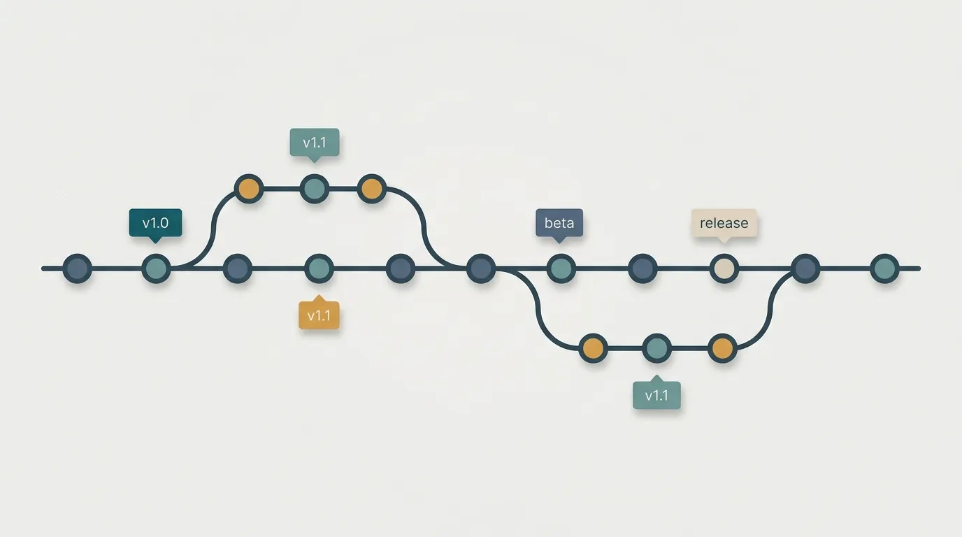 Conceptual opening image representing Git best practices as organization and care for project history, without a terminal screenshot.