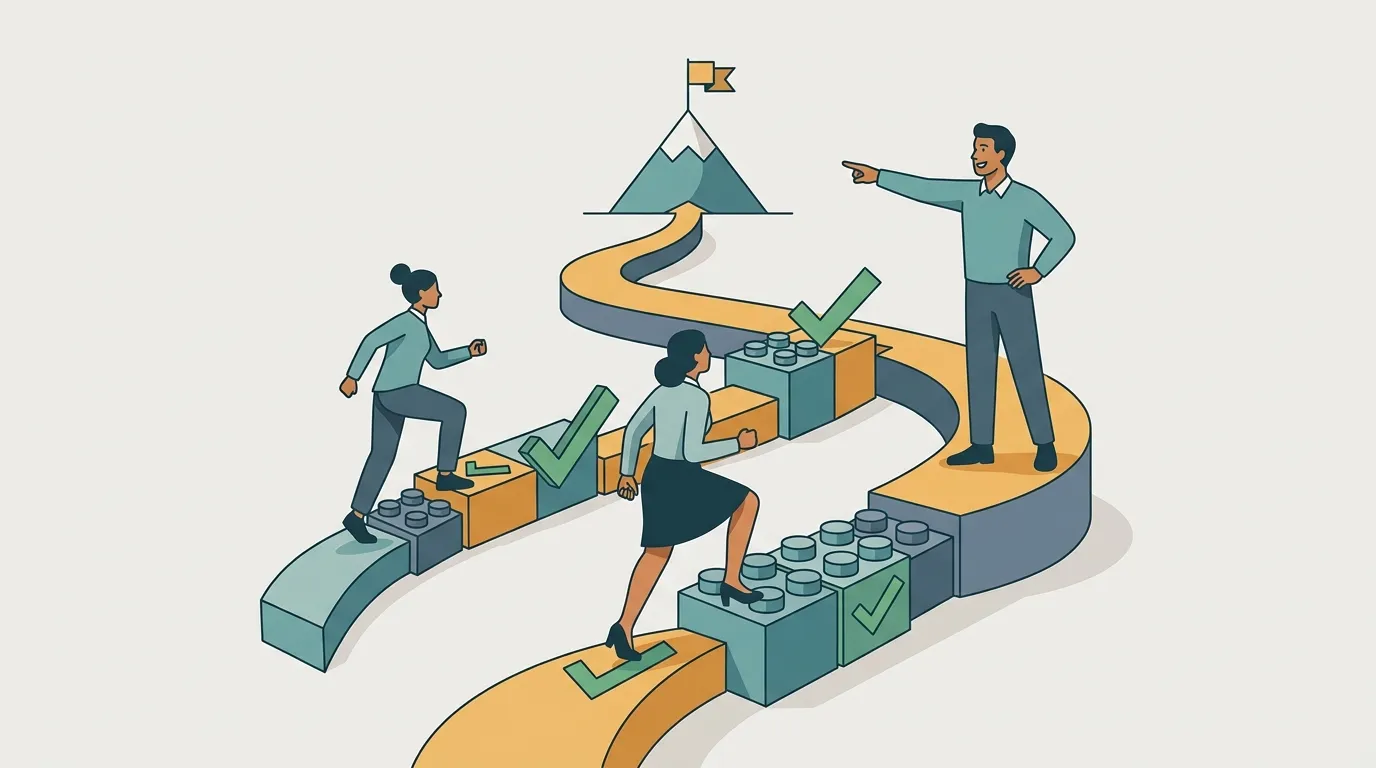 Opening image representing a quality engineering mentorship track leading to career results.