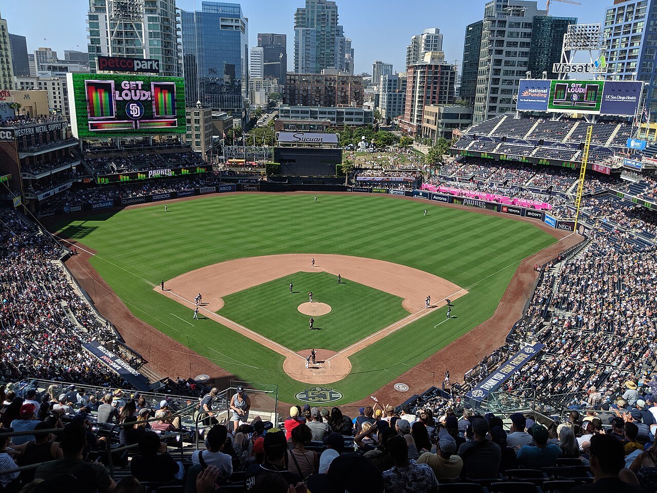 The San Diego Padres playing at Petco Park in San Diego, in 2019. The ballpark hosted Game 1 against the Cubs on September 29, 2026.