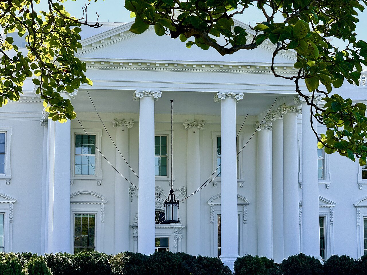 The North Portico of the White House in Washington, D.C., in 2023. The accord on frontier-model safety was signed at a meeting there on September 29, 2026.