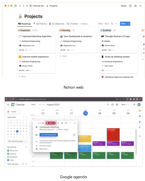A imagem apresenta ferramentas como Notion e Google Agenda, destacando a importância da organização da rotina, do planejamento e da gestão de tarefas no dia a dia de quem programa.