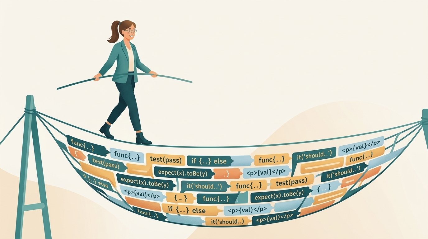 Imagem de abertura com a metáfora da rede de segurança para testes.