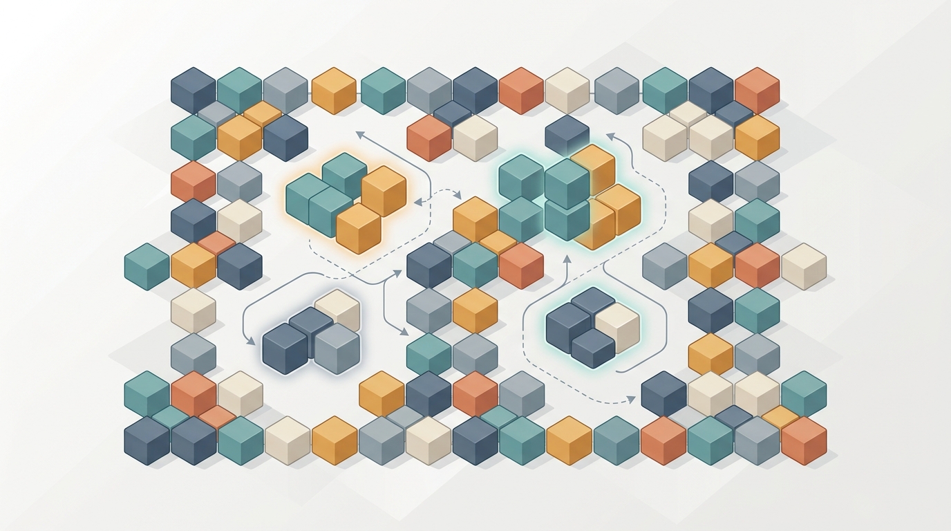 Opening image representing well-organized Vue code: small, neatly connected, predictable components without a generic code-screen cliché.