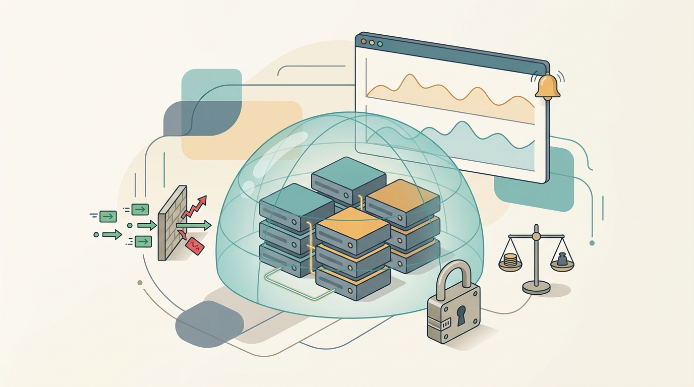 Imagem de capa/abertura transmitindo operação de produção bem cuidada no DigitalOcean — servidores endurecidos, monitoramento e custo sob controle.