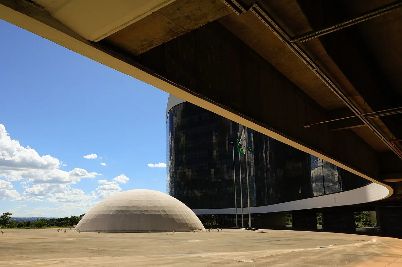 The headquarters of the Tribunal Superior Eleitoral in Brasília, designed by Oscar Niemeyer, in December 2025.