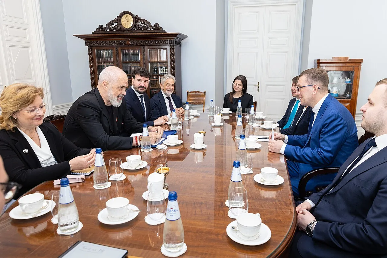 Albanian Prime Minister Edi Rama in May 2026. Demonstrators are demanding his resignation.