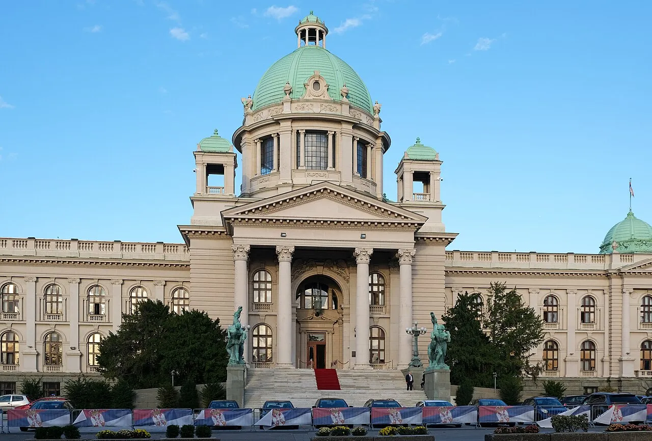 The House of the National Assembly of Serbia, in Belgrade, in a 2023 photograph.
