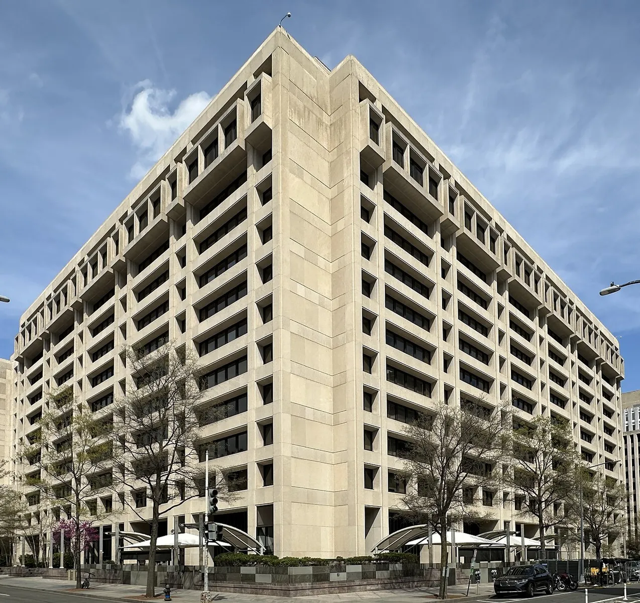 A sede do Fundo Monetário Internacional, na rua 19 NW, no bairro de Foggy Bottom, em Washington, em março de 2026.