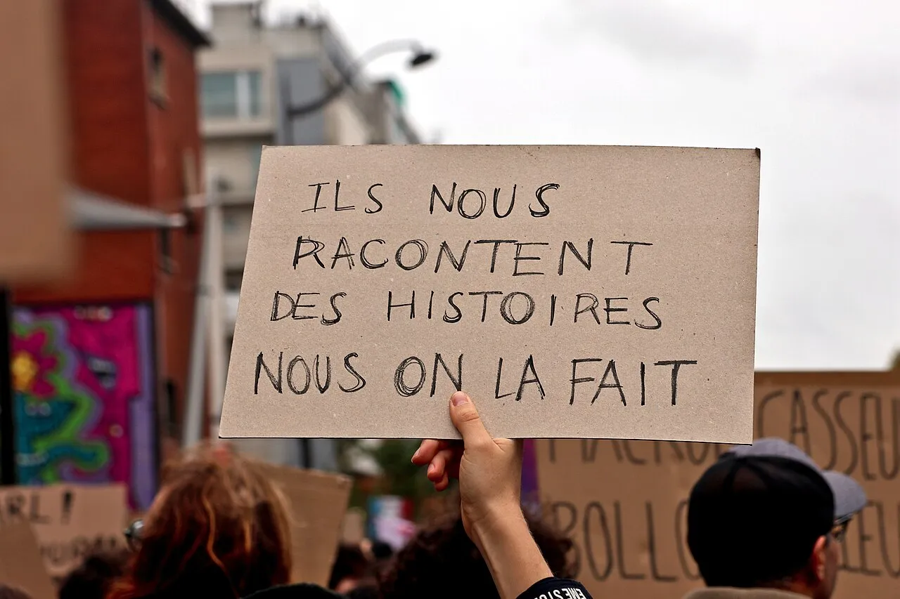 Demonstrators at a march in Paris on the afternoon of Saturday, 24 October 2026.