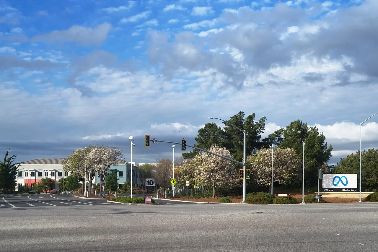The entrance to Meta Platforms' headquarters in Menlo Park, California, in 2022.