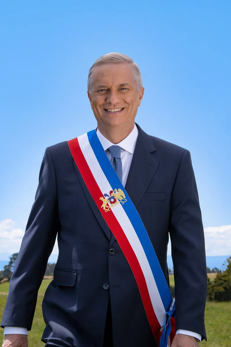Retrato presidencial oficial de José Antonio Kast Rist, presidente do Chile para o período 2026-2030.