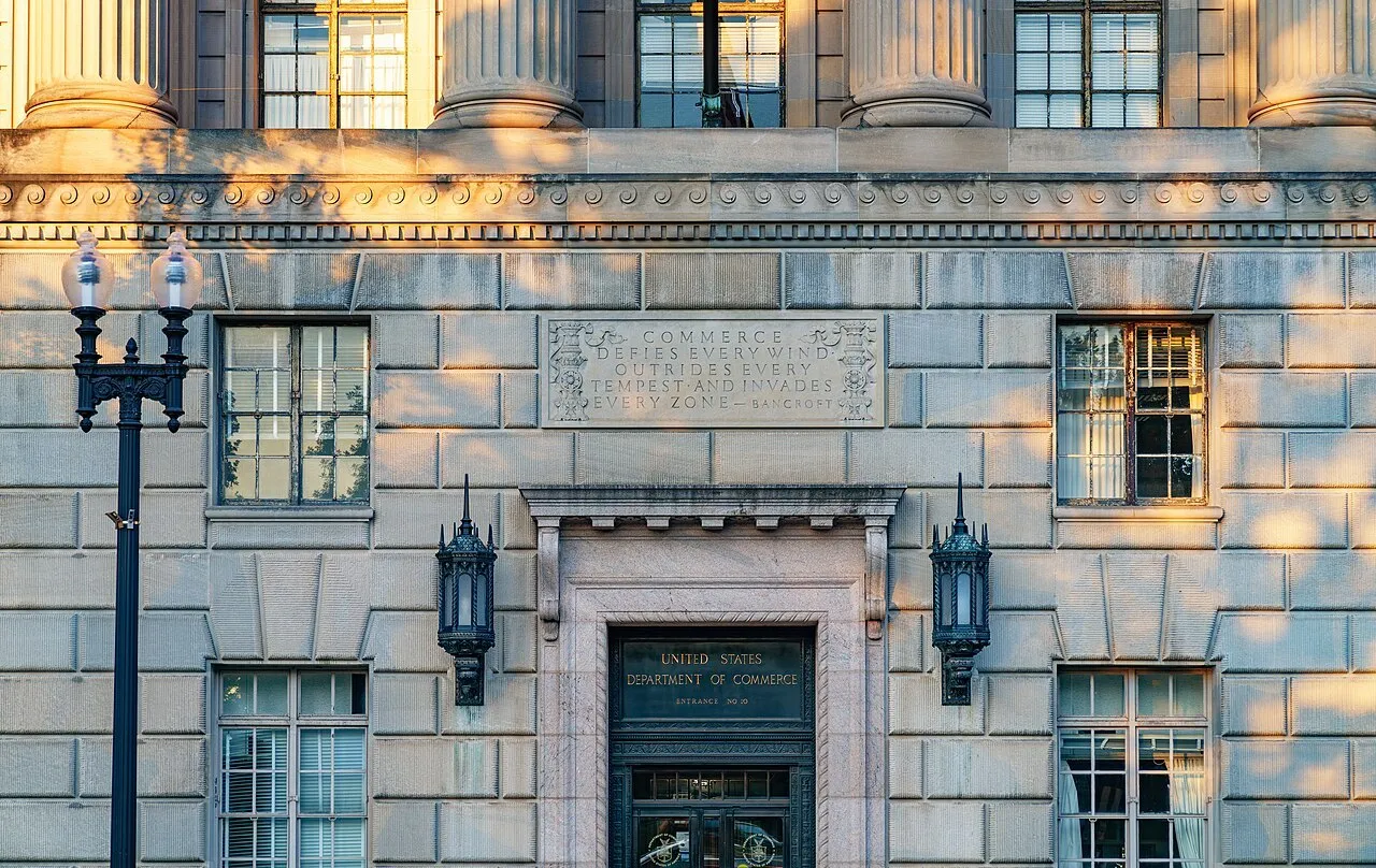 The Herbert C. Hoover Building on Constitution Avenue in Washington, D.C., home of the Department of Commerce, whose Bureau of Economic Analysis publishes the GDP and PCE figures, photographed in 2024.